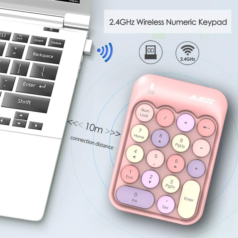 FELiCON Rózsaszín Numerikus Billentyűzet - 18 Gombos, Hordozható, Csendes, Windows és Mac Kompatibilis