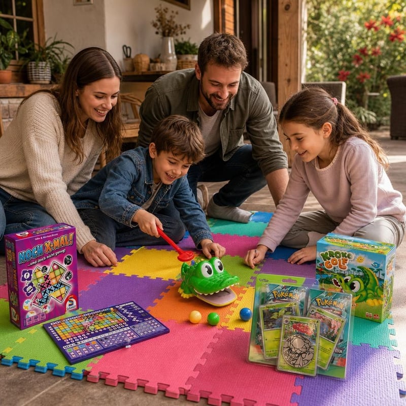 Családi játékmaraton: társasjáték + Pokémon kártyacsomag + kroko golf + 12 db puzzle szőnyeg