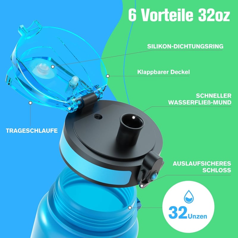 Sahara Sailor 1L BPA-mentes sportkulacs, szivárgásmentes, kerékpározáshoz, kempingezéshez