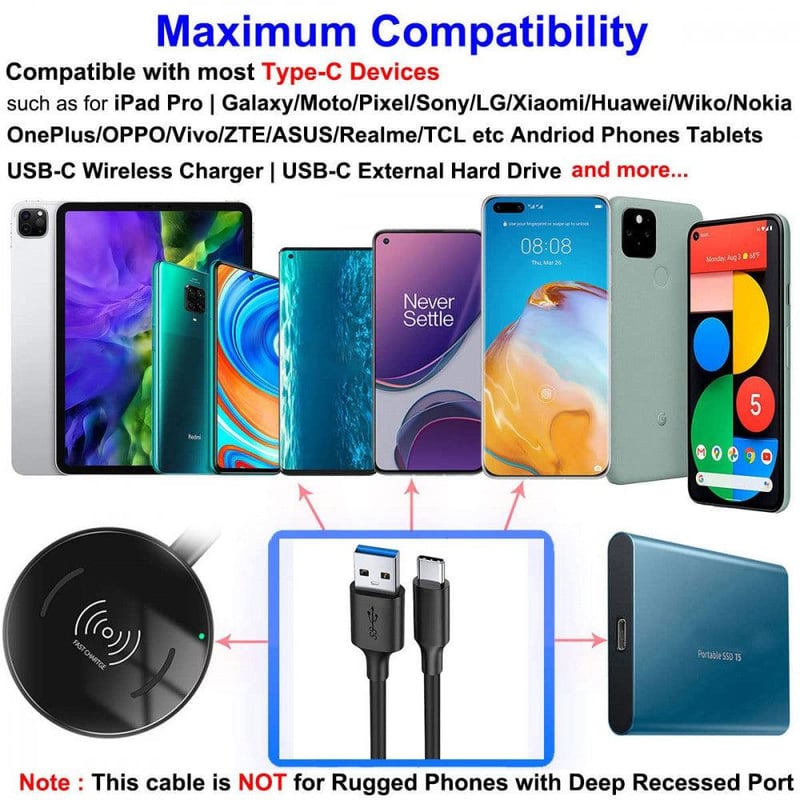 UNIDOPRO 3 méteres USB 3.0 - Type C gyorstöltő kábel Samsung, Huawei készülékekhez