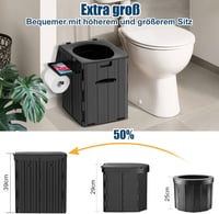 WADEO Hordozható Kemping WC Papírtartóval és Telefontálcával - Black With Urination Device for Women 6