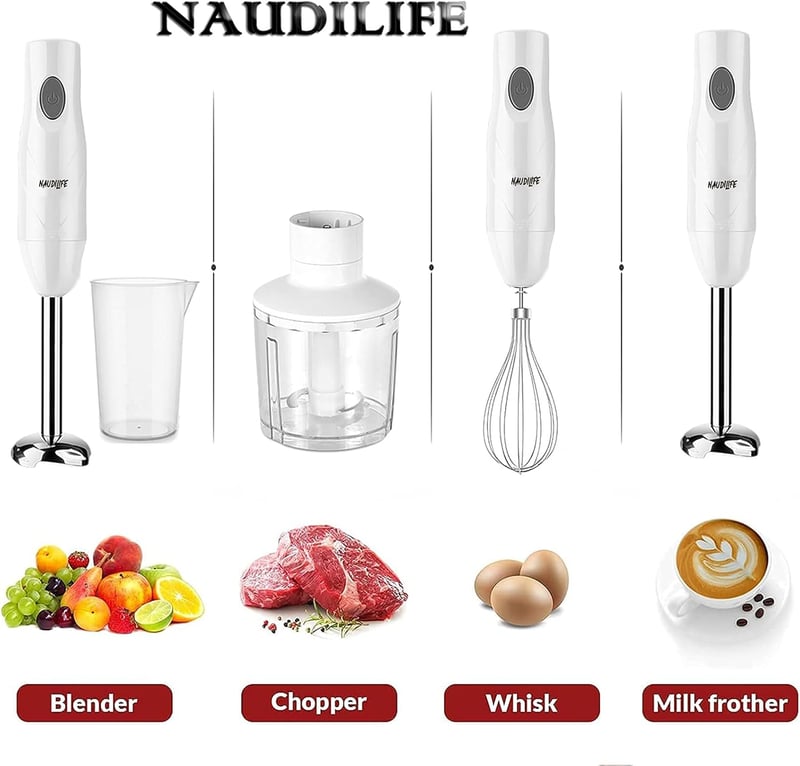 NAUDILIFE 4 az 1-ben botmixer szett, 15000 fordulat, állítható sebesség, bébiételhez