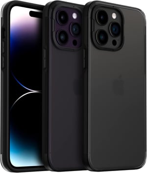 ORNARTO zaštitna maska za iPhone 14 Pro Max - mat crna maska protiv otisaka prstiju i klizanja, sa zračnim jastucima za zaštitu, 2 zaštitna stakla za kameru i 2 zaštitna stakla za ekran