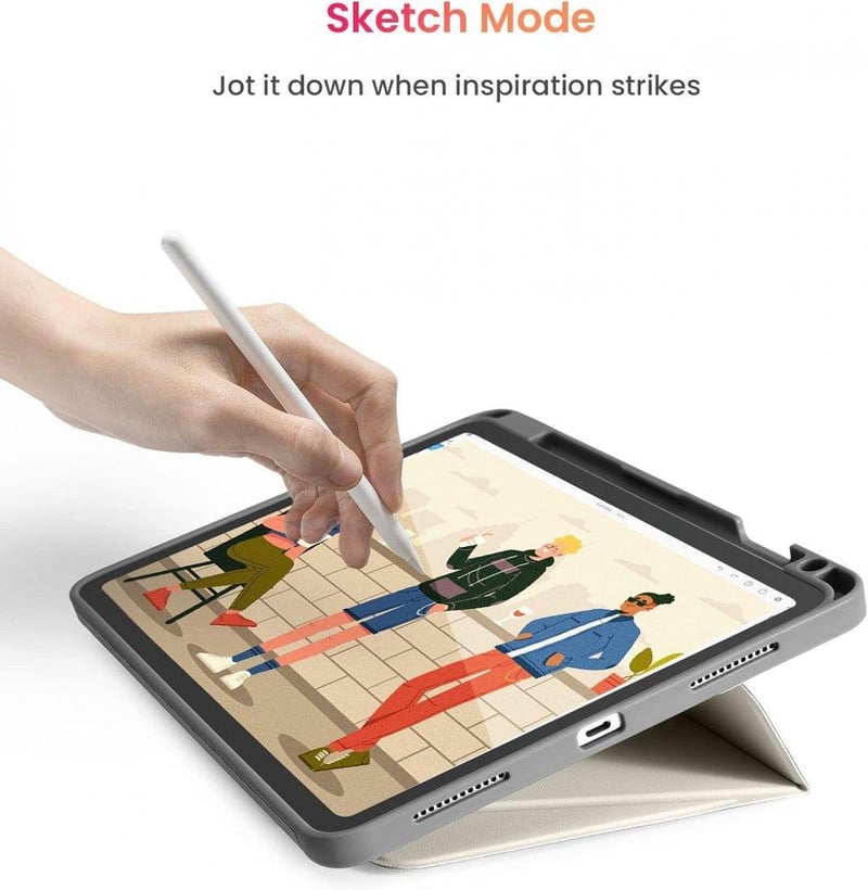 iPad Air 5/4 tok tolltartóval, fehér - Automatikus ébresztés/alvás funkcióval