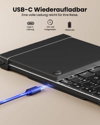 ProtoArc XK01 Plus Bluetooth QWERTZ Összecsukható Billentyűzet Numerikus Résszel - 3 Csatornás Kapcsolat iPad iOS Android Windows Eszközökhö 14