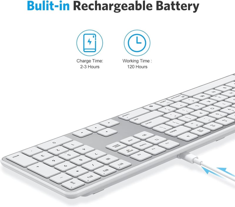 OMOTON Bluetooth Billentyűzet Numerikus Résszel, Újratölthető Vezeték Nélküli Klaviatúra MacBook Pro/Air, iMac, Mac mini/Pro és PC Eszközökh