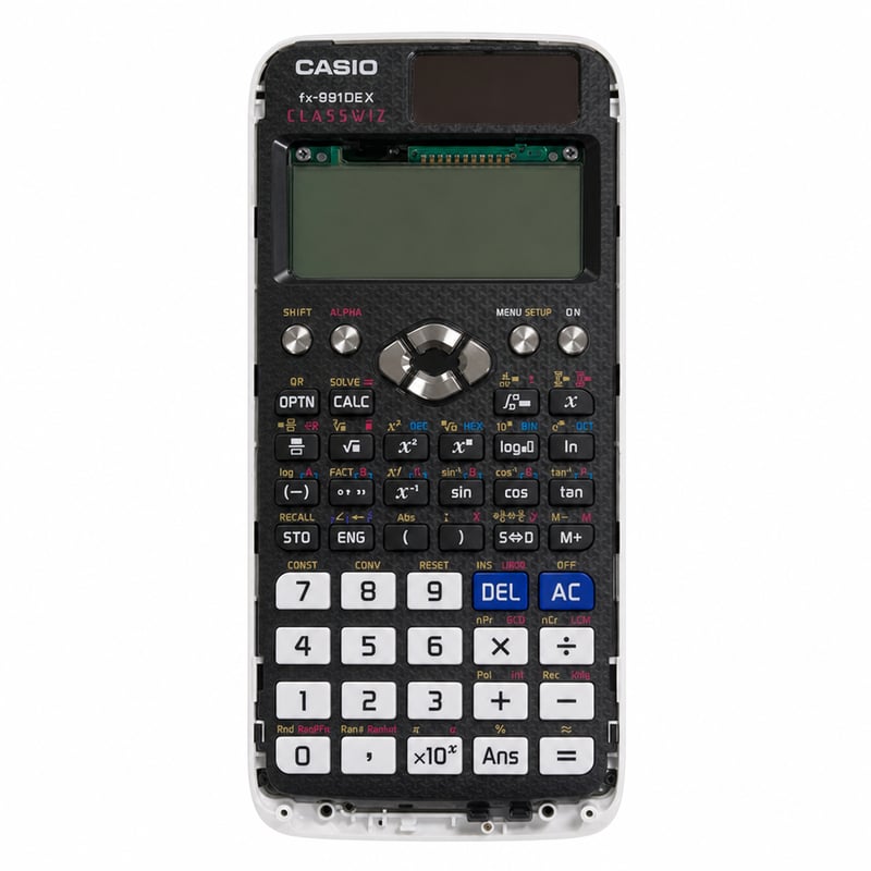Calculator științific Casio FX-991DE X ClassWiz cu afișaj natural, negru, 16,6x7,7 cm – capac spate lipsă (stare: vezi imaginea 2)