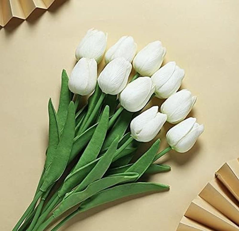 Anaoo 24 db Fehér Latex Műtulipán - Esküvői és Otthoni Dekoráció