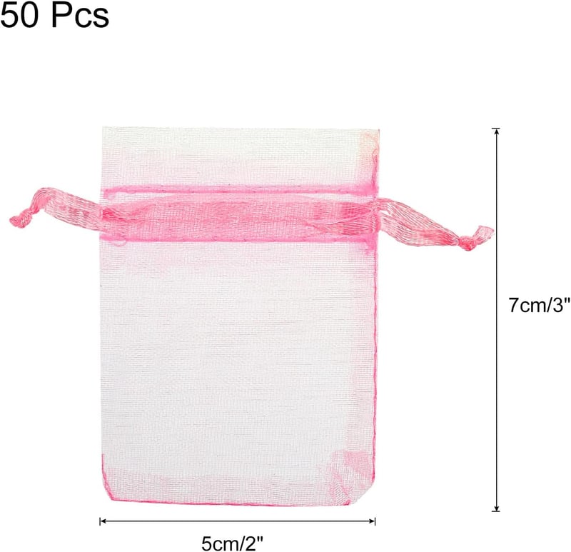 Rózsaszín organza ajándékzacskó 50db - Esküvői, parti és karácsonyi ékszertasak