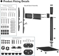BONTEC LCD LED TV állvány üveglap tartó konzol, fekete televízióhoz 2