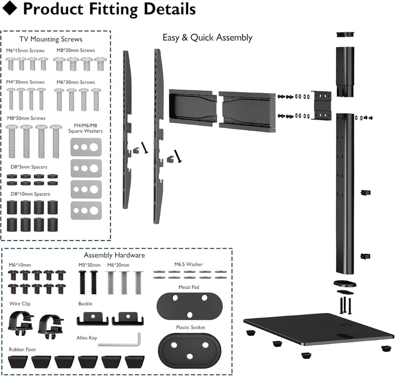 BONTEC LCD LED TV állvány üveglap tartó konzol, fekete televízióhoz