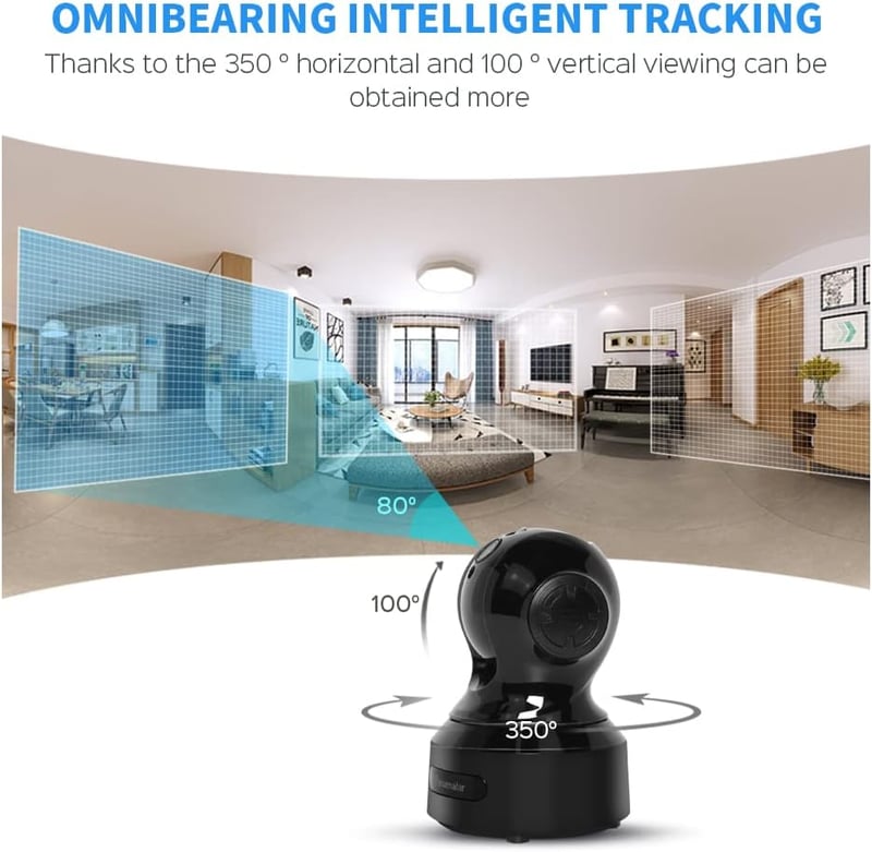 PANAMALAR 1080P WiFi IP Kamera - 350° Forgatható Beltéri Biztonsági Kamera Éjjellátóval, Kétirányú Hanggal, Alexa Támogatással Babafigyelésh