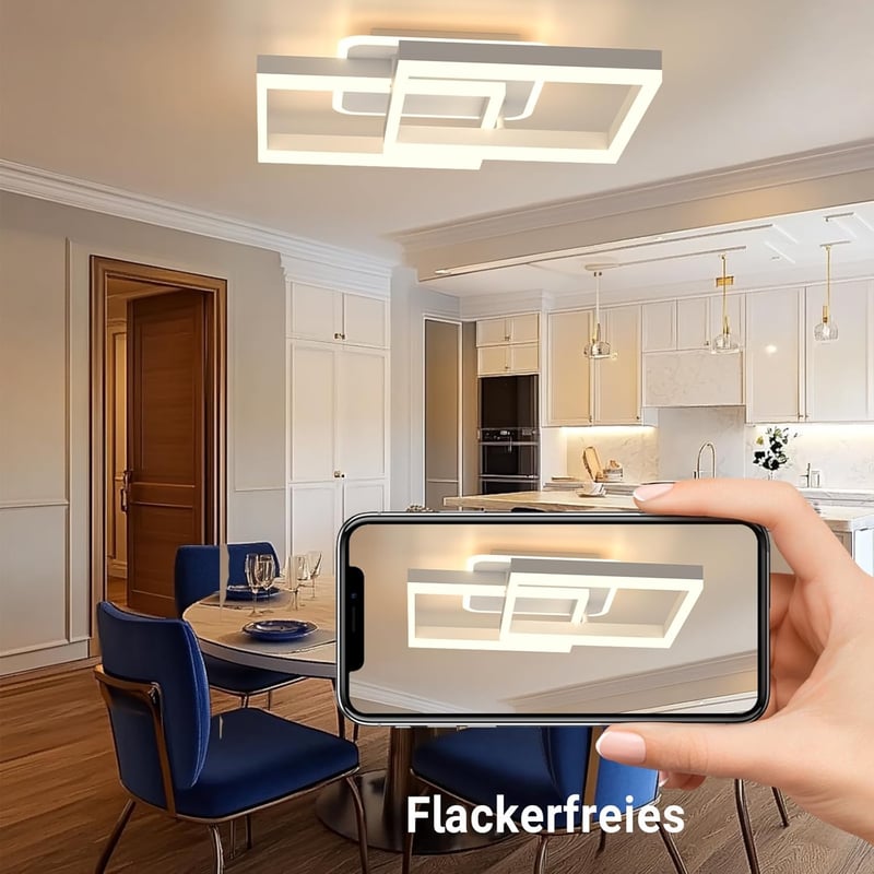 ANTENLICHT Modern Geometrikus LED Mennyezeti Lámpa 40W - Távirányítós, Fokozatmentesen Szabályozható, 3000-6500K, Nappali és Hálószoba Világ