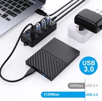 VEMONT USB 3.0 Hub 4 Port Aktív Adapter Tápegységgel és Kapcsolóval 2