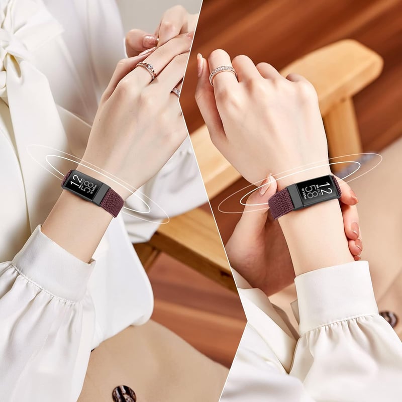 Fitbit Charge 4/3 Állítható Nylon Sportpánt Szett - Fekete, Szürke, Bordó, Lila