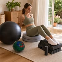 Sada na regeneráciu a cvičenie: 1x XL fitlopta + 1x masážna loptička + 1x sada na lýtka + 2x vankúš 1