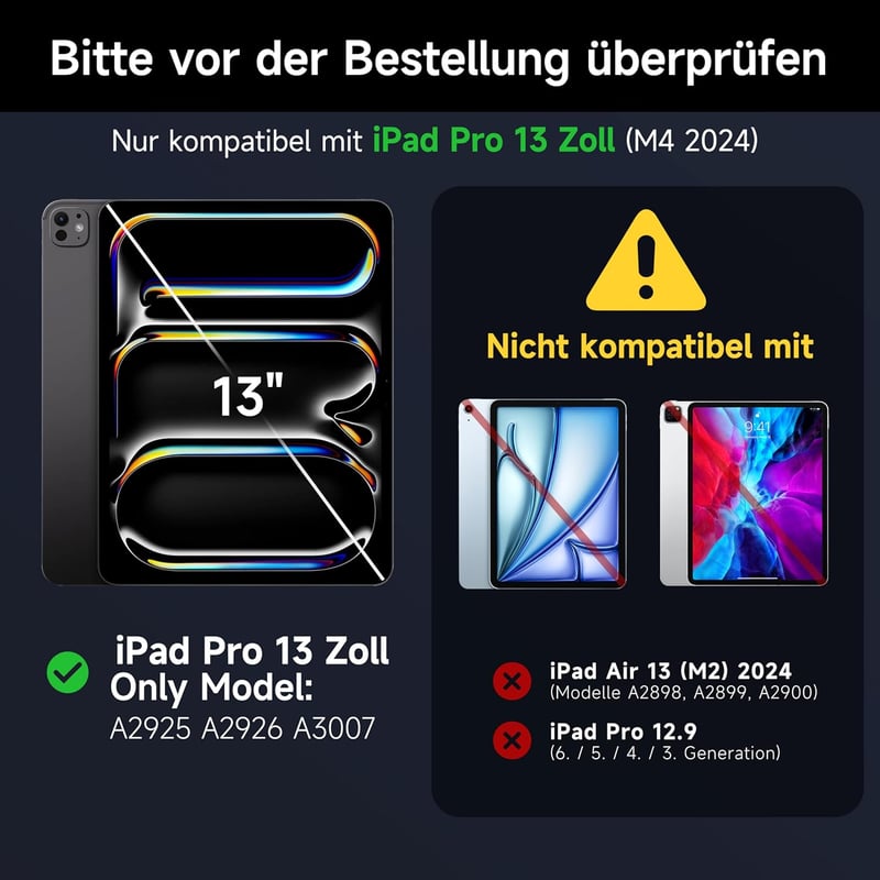 HOU Magic Keyboard iPad Pro 13 (M4) Tokkal - QWERTZ Billentyűzet, Bárhol Kattintható Trackpaddel, 7 Színű Háttérvilágítás, Mágneses Dizájn, 