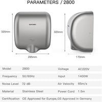 Anydry 2800 Rozsdamentes Automata Kézszárító Falra - Bontott 6