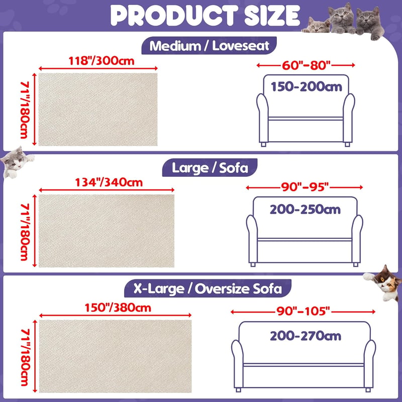 Loiion 2 személyes kanapévédő takaró 300x180cm macskák kutyák számára bézs