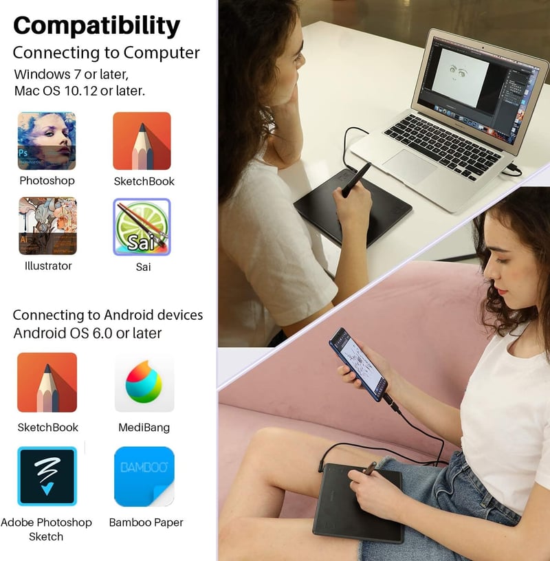 HUION HS64 rajztábla kezdőknek, 6,3x4 hüvelykes, akkumélkülös tollal