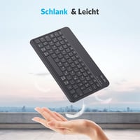 Emetok Német QWERTZ Bluetooth Billentyűzet iPad/iPhone/Android Készülékekhez, Nagyobb Billentyűkkel, Újratölthető, Ultravékony, Fekete 7