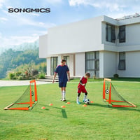 SONGMICS Gyerek Focihálószett 2db - Hordozható, Összecsukható Kapu Kertbe, Parkba, Strandra - Üvegszálas Váz, Narancssárga, 120x90x90 cm 2