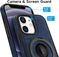 MOBESV Mágneses Telefontok iPhone 12 Mini 5.4" Készülékhez, MagSafe Kompatibilis Bőr Tok Állvánnyal, Vékony Elegáns Védőtok, Királykék 5