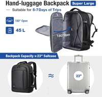 Lekespring 50L Repülős Hátizsák 17,3" Laptoptartóval és Rendszerezőkkel, Fekete 3