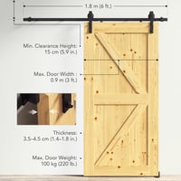 CO-Z 183 cm-es Tolóajtó Vasalat Szett Faajtókhoz 3