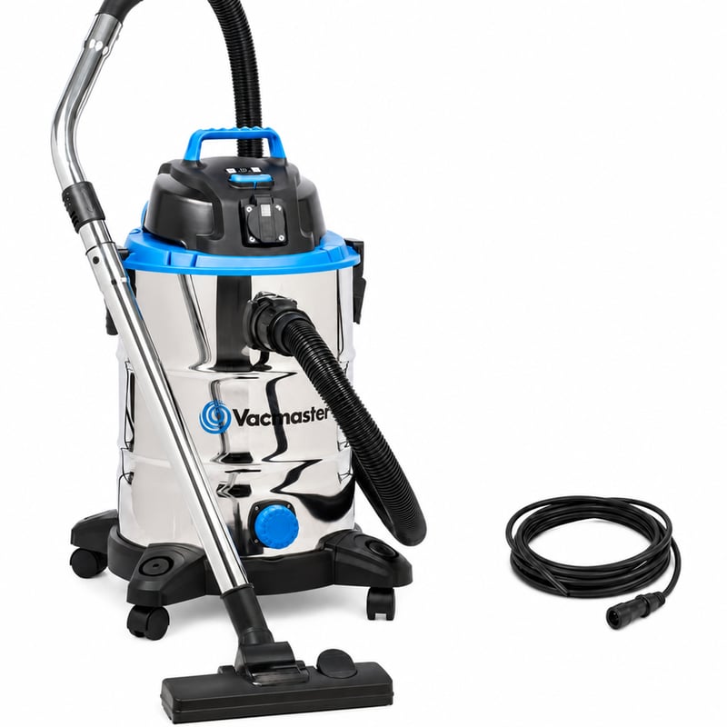 Aspirator umed-uscat Vacmaster VQ1530SFDC 1500W 30L, oțel inoxidabil, puternic — lipsesc 2 capete și sacul de praf (stare: vezi poza 2)