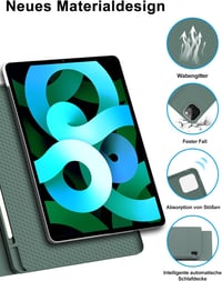 FOGARI Billentyűzetes Tok iPad Air 6 11" (M2 2024) és Pro 11 2022-2018 Készülékekhez - Levehető QWERTZ Bluetooth Billentyűzet, Ceruzatartó 3