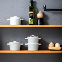 vancasso MORANDI 4 részes mini sütőtál szett fedővel, 300 ml-es krémszínű kerámia cocotte edények 7