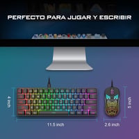 RedThunder K62 Mechanikus Gamer Billentyűzet és Egér Szett, 60% Kompakt RGB Háttérvilágítás, 7200 DPI Precíziós Egér, 62 Anti-Ghosting Gomb, 5