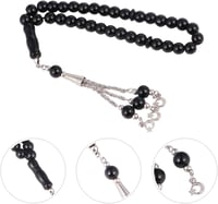 Fekete üveg muszlim imafüzér 33 gyönggyel - Iszlám tasbih karkötő 4