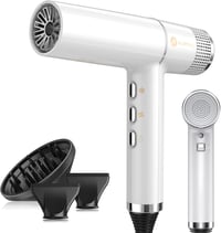 slopehill Hajszárító Kefe Nélküli Motorral - 2000W, Ultrakönnyű 268g, LED Kijelző, Ionos Technológia, 3 Hőfokozat, Memória Funkcióval, Fehér 1