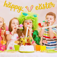 Glitteres arany "Happy Easter" húsvéti dekoráció szett 2
