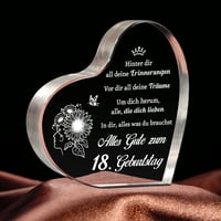 Pandasch Akril Szív Asztali Dekoráció 18. Születésnapra - Elegáns Ajándék Lányoknak, Papírnehezék Funkcióval, Lézergravírozott Verssel 1