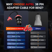Autel Mercedes Benz 38-16 Pin OBD2 Diagnosztikai Adapter - Kompatibilis MK808 MP808 MK908 MS906 Szkennerekkel, 38 Pin OBD1-ről 16 Pin OBDII- 3