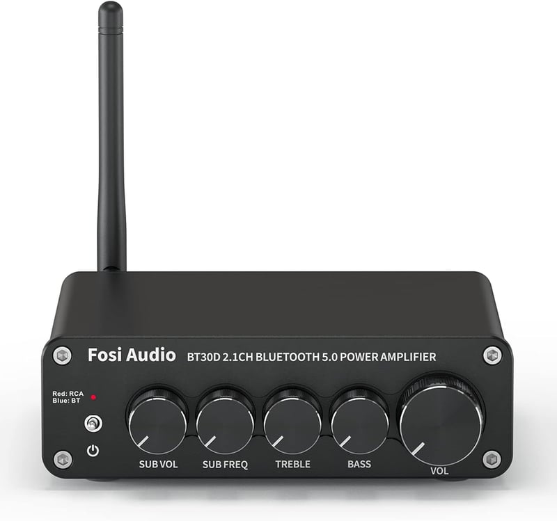 Fosi Audio BT30D Bluetooth 5.0 sztereó erősítő, 2.1 csatornás mini Hi-Fi, 50W+100W