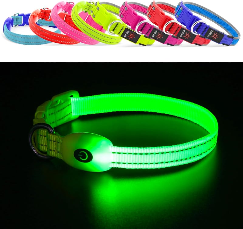 YFbrite USB-s világító nyakörv kutyáknak és macskáknak - Zöld, XS méret