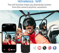 Apexcam K20 Érintőképernyős Akciókamera 4K60FPS 48MP WiFi 20m Vízálló Sportkamera 64GB Kártyával és Távirányítóval 4