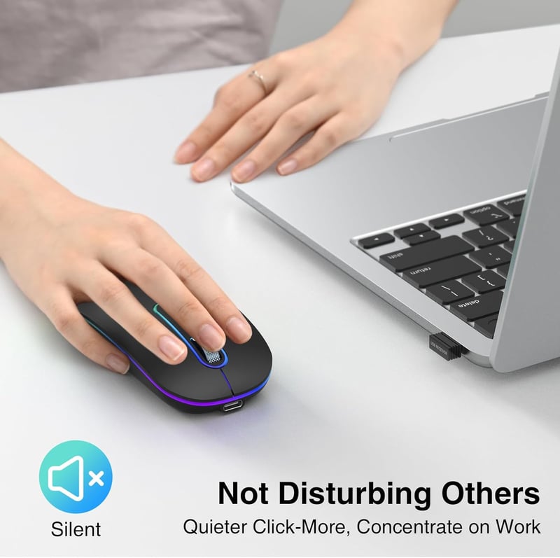 Cimetech ergonomikus vezeték nélküli egér - Bluetooth, USB, újratölthető, csendes, 1600 DPI
