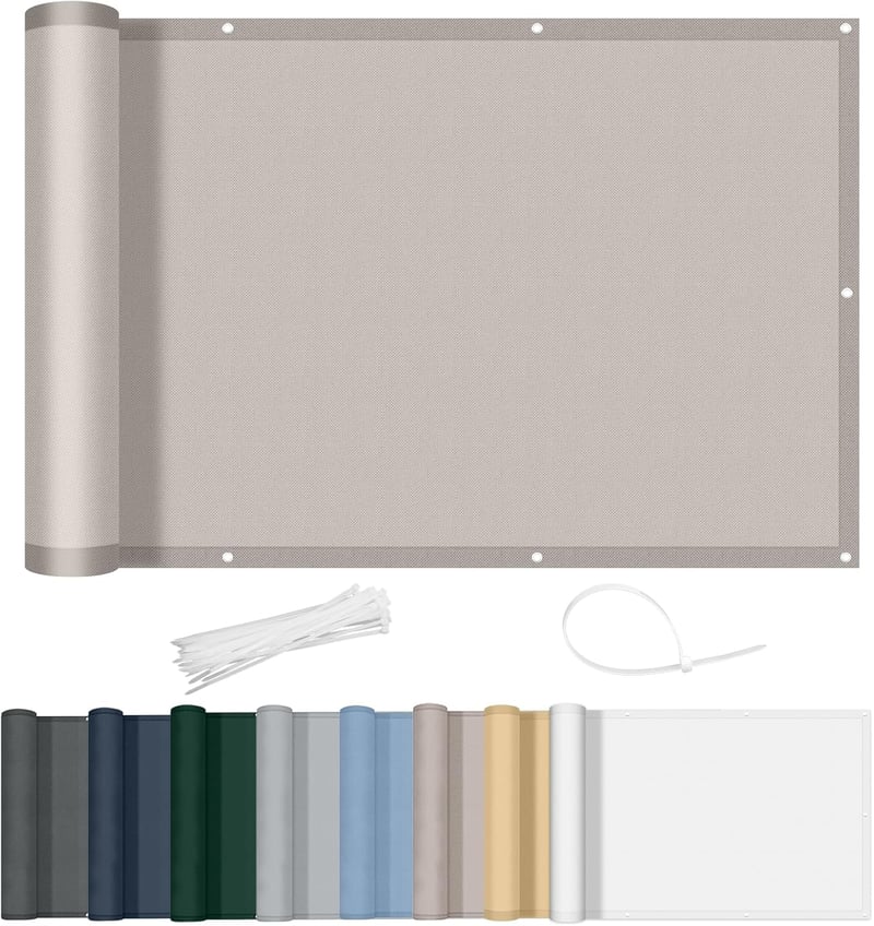 AXT SHADE Erkély Takarófólia, 75x500 cm, Taupe, UV-álló Időjárásálló Poliészter Belátásgátló Háló Erkélykorlátra, Kertbe