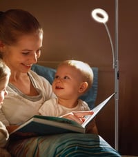 STEO Állólámpa LED 27W Ezüst Dimmelhető Távirányítóval - Állítható Színhőmérsékletű Modern Lámpa Olvasólámpával Nappaliba, Hálószobába, Irod 6