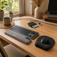 Home office set: čitač kartica + tipkovnica i miš + podloga + 2x oslonac za zglob + organizator kabela 1