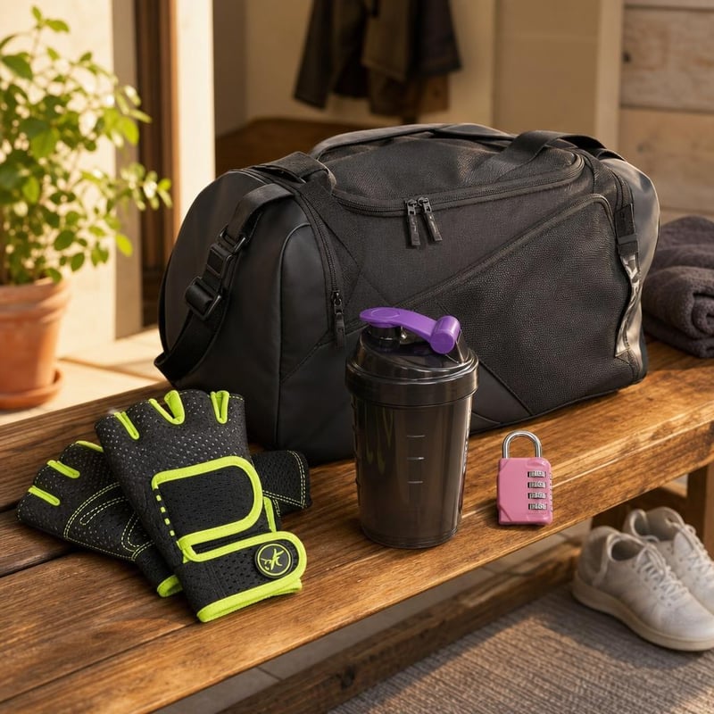 Fitness početni paket: 32L sportska torba + rukavice + 500ml shaker + lokot