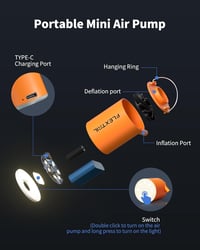 FlexTailGear Mini Pumpa 2024 - Kompakt USB-s Elektromos Légpumpa Matracokhoz, Kempinghez 2