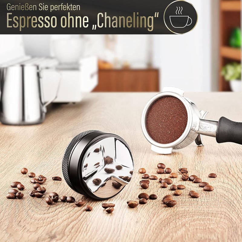 Barista Legends Eszpresszó Kávé Elosztó 58mm - Állítható Magasságú Rozsdamentes Acél Szintező Eszköz Tökéletes Őrlemény Eloszláshoz Kávégépe
