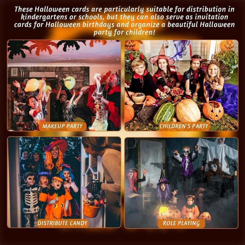 Lila Halloween Meghívó Szett 12 db Borítékkal és Címkékkel