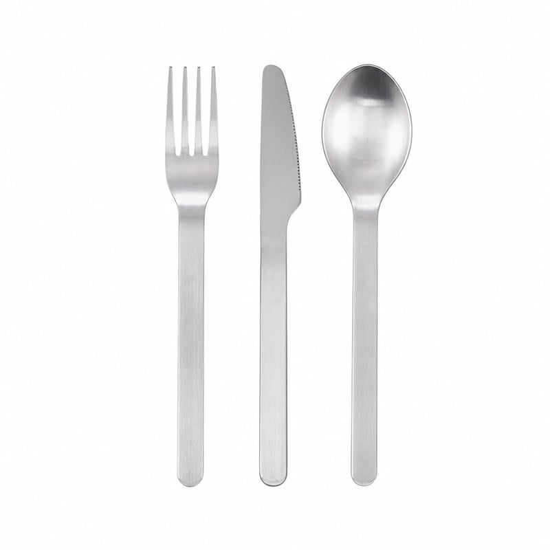 Set de tacâmuri Mepal Ellipse din 3 piese pentru călătorii - Cuțit, furculiță și lingură - Oțel inoxidabil — fără etui (stare: vezi a 2-a imagine)